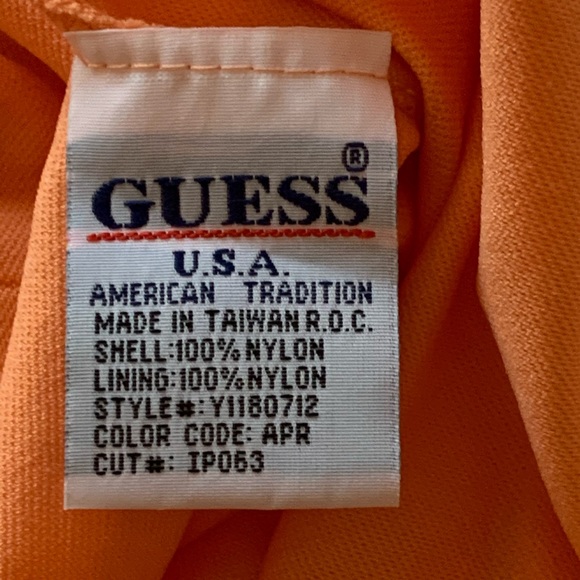 Y2K GUESS Animal Print Split Neck Mini Dress Sunset Orange Pink S Cocktail Party - Picture 15 of 16